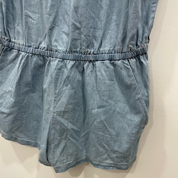 Fabletics Liza Romper Blue Chambray Stretch Woven Strappy Back Zip XL New - Picture 6 of 10
